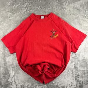 Vintage 90s Daffy Duck Snowboarding Looney Tunes Cartoon Retro Tee T-Shirt